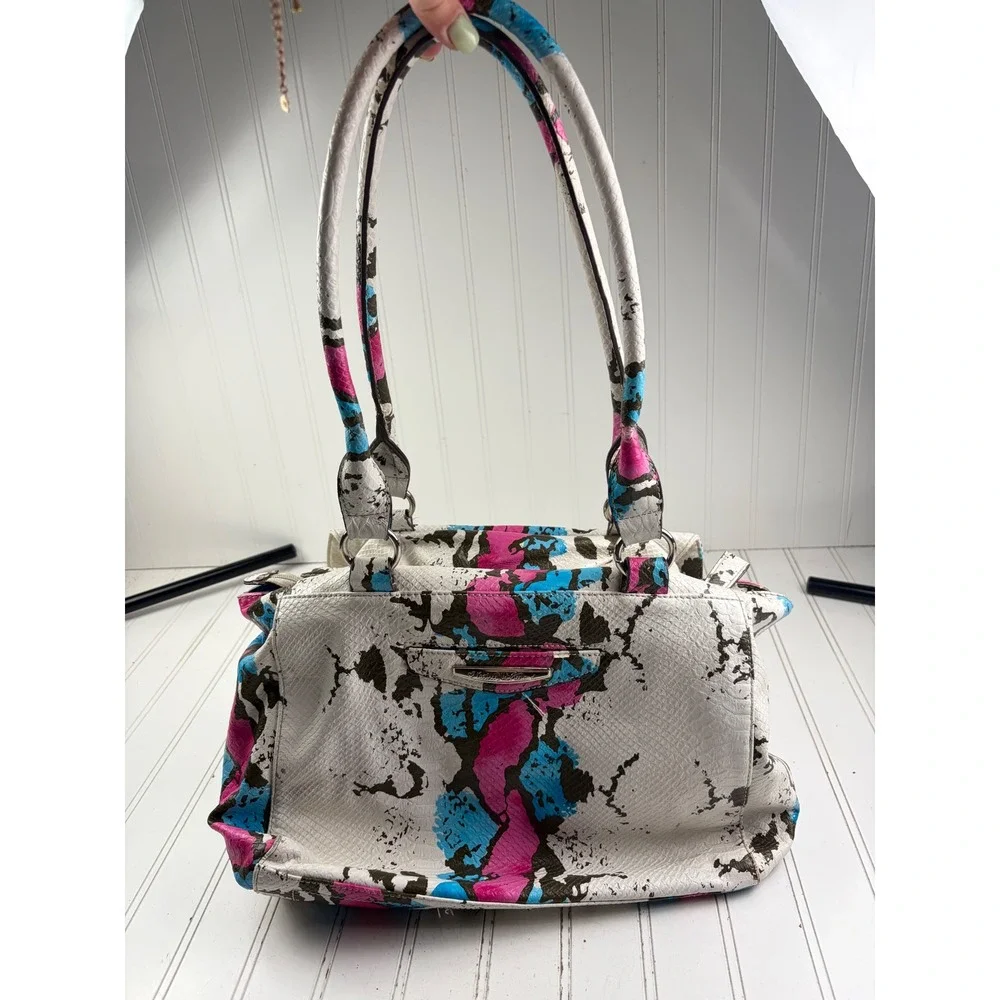 Kathy Van Zeeland Vintage Y2K Center Of Attention Edgy Snakeskin Shoulder Bag